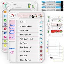 2-Pack Magnetic Chore Chart for Kids, ADHD Task Tracker Easy-Check Routine Dry E