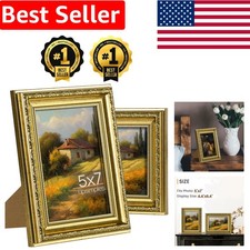 Elegant Vintage 5x7 Gold Picture Frames with Real Glass - 2 Pack for Home Decor