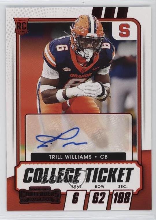 2021 Contenders Draft Picks College Game Ticket Red Trill Williams Auto 1ek2