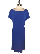 ELIZA J Plus Size 22W Shift Dress Blue Short Sleeve Stretch Knit Knee Length