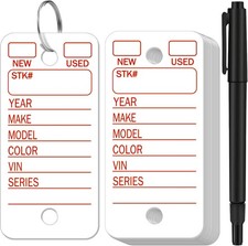 200 Pcs Poly Car Key Tags with 200 Rings and 2 1.4 x 3 inch, White