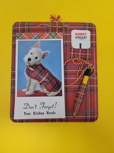 Vintage Westie Terrier Dog Calendar Red Plaid Notepad Scotland Scottish RARE