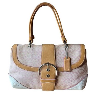 Coach Soho Signature Shoulder Bag Pink Handbag Tote Bag Leather