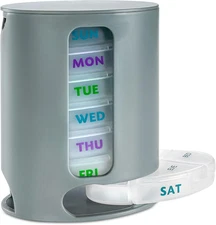 Medca Weekly Pill Organizer, 1 Dispenser, 7 Stackable Compartments Four Times-A-