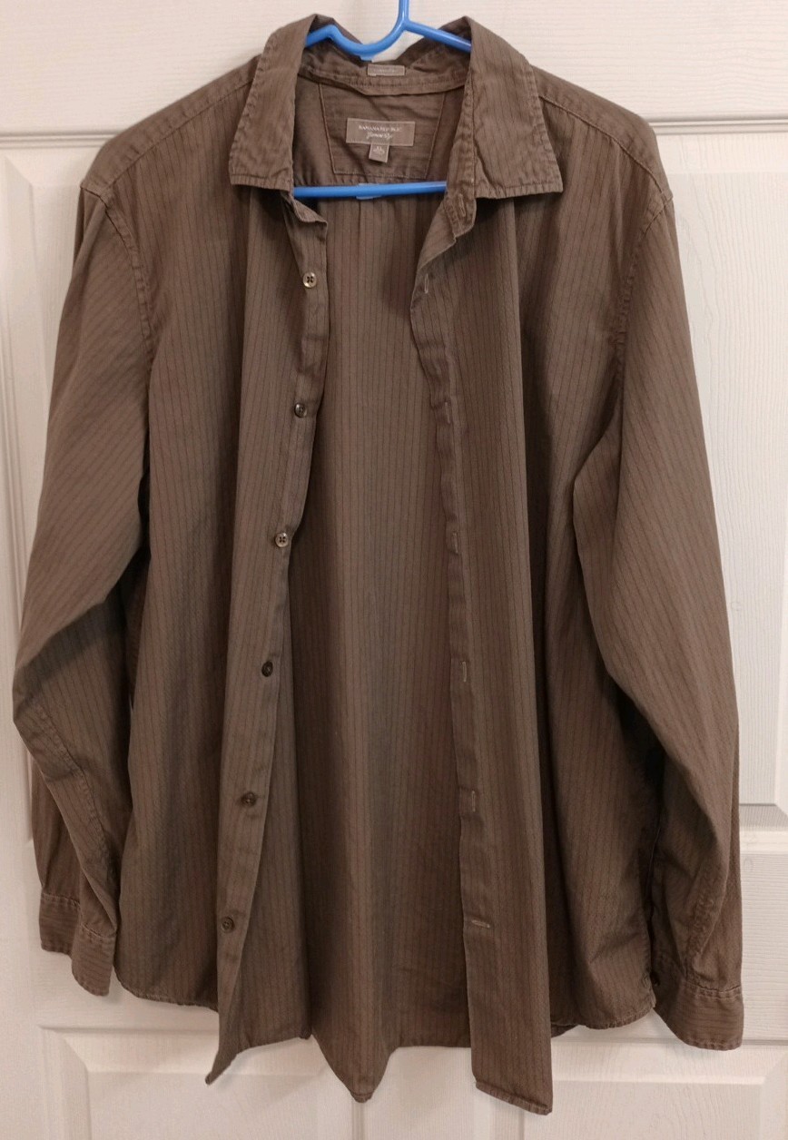 Banana Republic Men's Long Sleeve Button-Up Shirt XL Brown Cotton