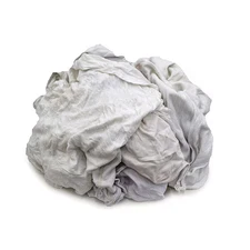 Recycled Cotton T-Shirt Cloth Rag 4 Lb. Varies Sizes, White, Ww4my53