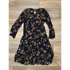 American Eagle Outfitters Womens Black Floral Boho Lace Trim Mini Dress XS Long