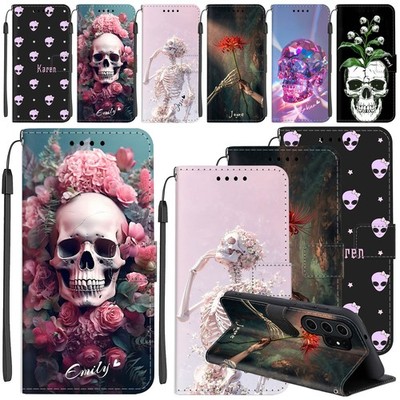 For Samsung A17 A36 A57 S26 Ultra Skull Customized Leather PU Leather Case Cover