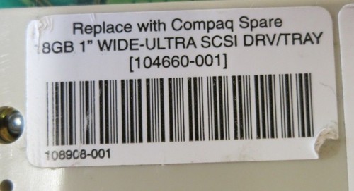 HP 104660-001 18GB 7200RPM 3.5" Hot Plug Wide Ultra SCSI Internal Hard Drive - Picture 3 of 3
