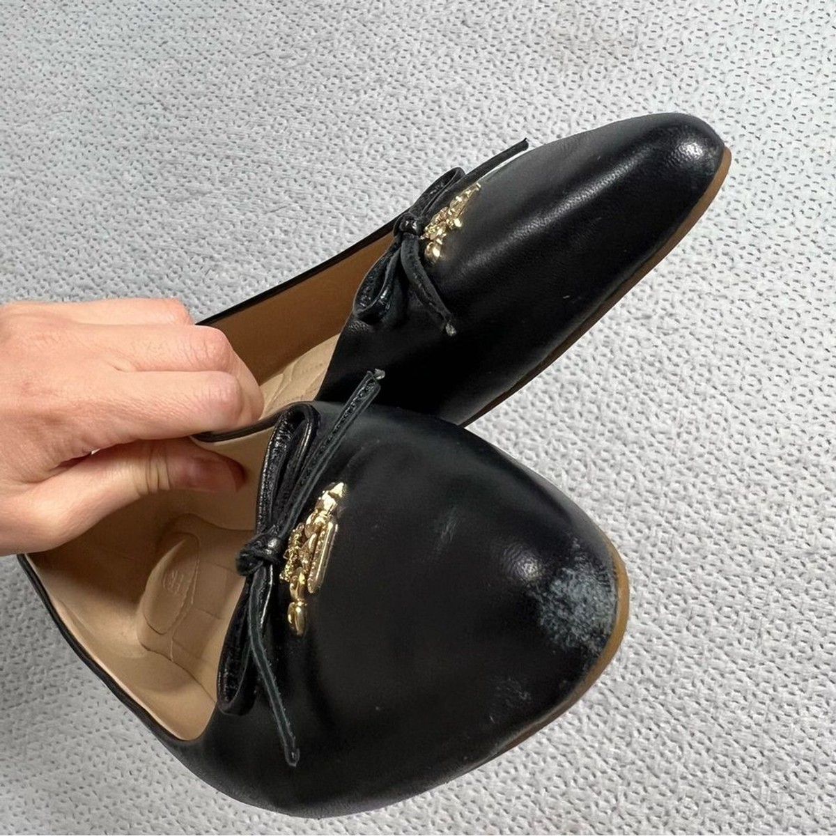 COACH Annabel Leather Flat ブラック C Coach Annabel Black Ballet Leather Pointed Toe Flat Shoes
