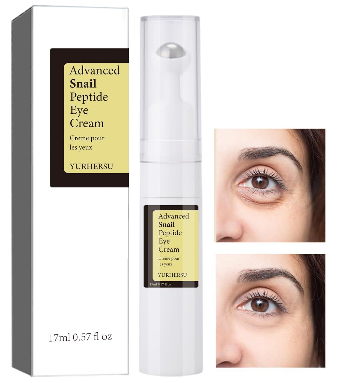 Snail Peptide Under Eye Cream with 73% Snail Mucin & 2% Nicotinamide for Dark...