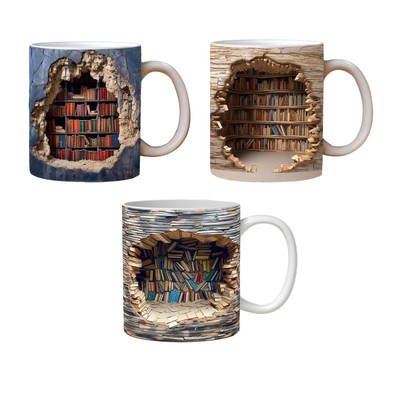 Coffee Mug for Book Lovers, Handmade Ceramic Mug Library Shelf Mug