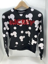 Disney Mickey Mouse Sequins Light Sweatshirt Youth Large Black White Free Ship