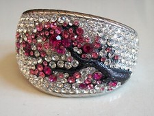 Fashion Silver Finish Crystal Rhinestone Women's Dressy Party Bangle Bracelet