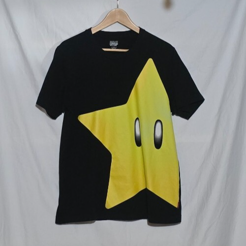 UT Uniqlo Global Design X Nintendo Super Star Graphic Print Ss Crewneck Black M* - Picture 1 of 5