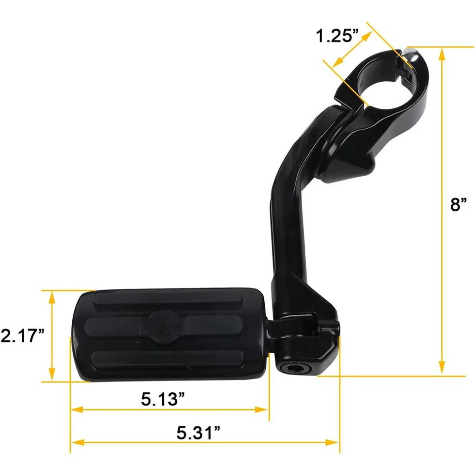 Barra protectora de motor de 1-1/4" negra larga estriberas de carretera para Harley Electric Glide Foto 4 de 4