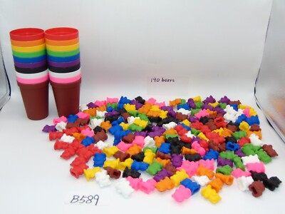 Lot of 190 Rainbow Color Bears Counting Sorting Homeschool Learning Toy Cups ABA