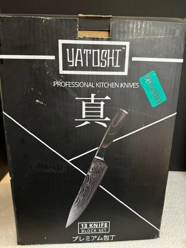 Yatoshi 13 Knife Block Set - Pro Kitchen Knife Set Ultra Sharp High Carbon Stain