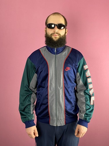 90s Nike Big Spell Out Vintage Men's Track Jacket - Size M Streetwear Retro - Picture 3 of 5
