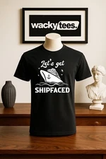 Lets Get Ship faced Cruise Cruising Vacation Boozy Graphic Tee Shirt