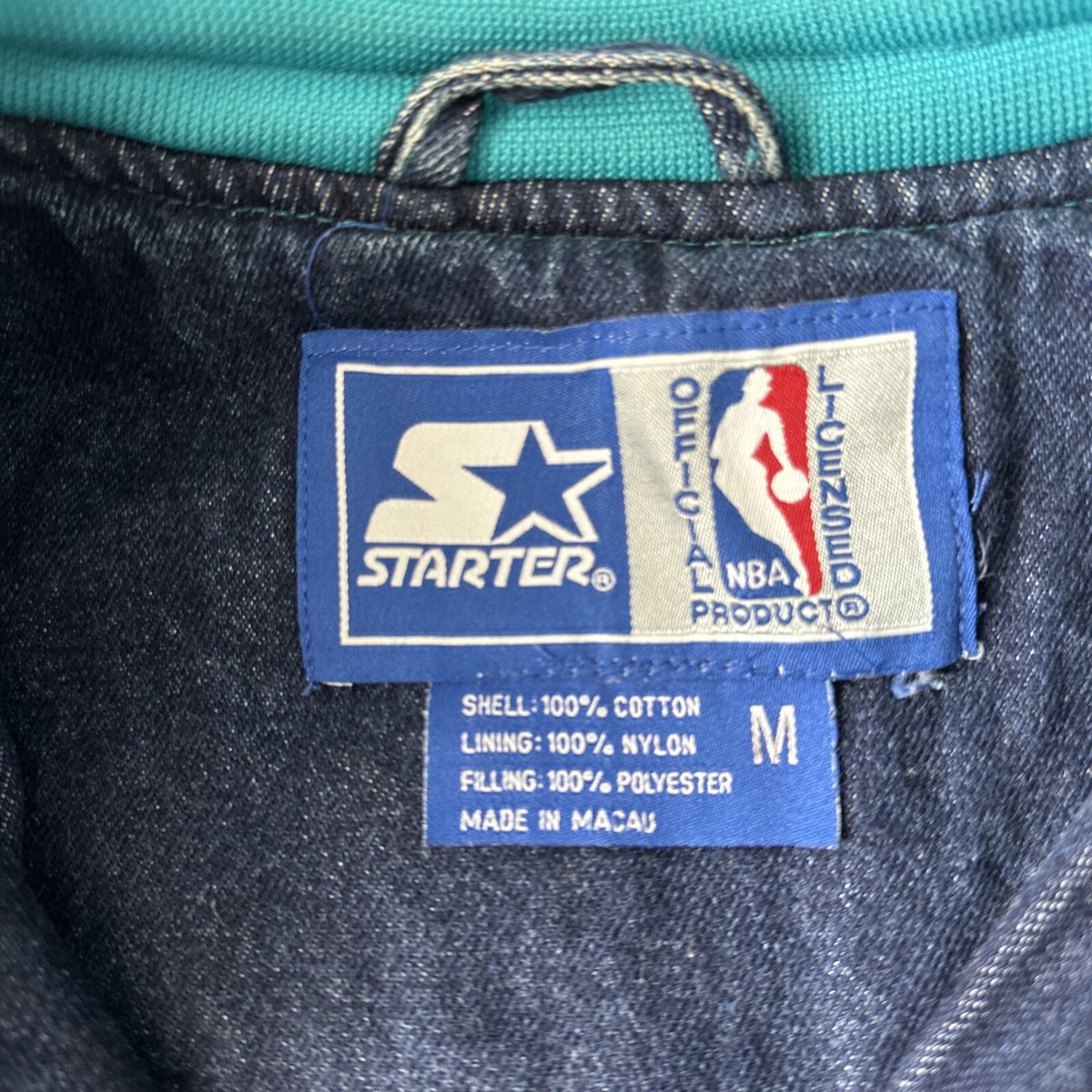 Vintage 90s Rare NBA Charlotte Hornets Starter Denim Varsity Vintage 90s Rare NBA Charlotte Hornets Starter Denim Varsity