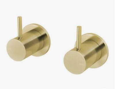 Shower Bath basin Pin  level wall 1/4 turn hot cold tap faucet WELS brushed gold