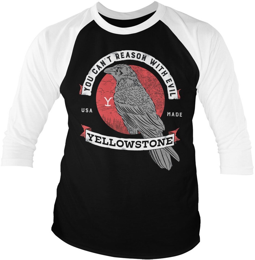 Yellowstone You Cant Reason With Evil Baseball 34 Sleeve Tee Longsleeve White- 7090₽