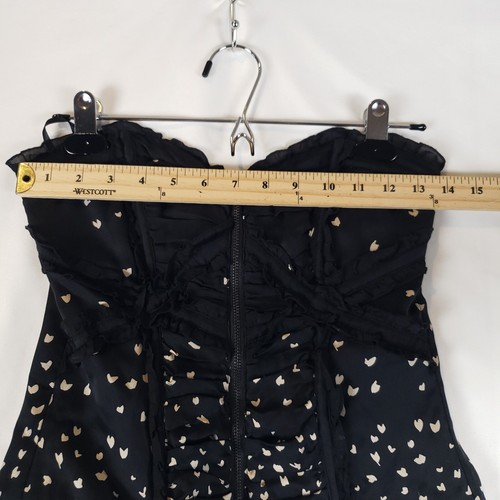 Bebe top tubino raso donna X-Small corsetto babydoll senza spalline nero cuori Y2K - Foto 5 di 11