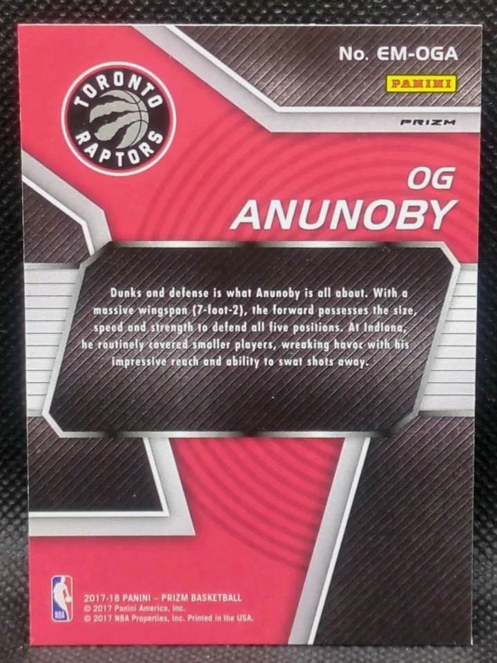 OG Anunoby 2017-18 Panini Prizm Emergent Fast Break Rookie Card RC #EM-OGA - Image 2 of 2