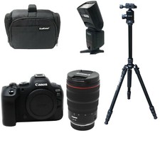 Canon EOS R6 II Camera + RF 24-70mm f2.8L IS USM Lens + Bag + Flash + Tripod