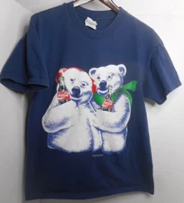 Vtg Coca Cola Polar Bear Screen Print Hanes Beefy T-Shirt Single Stitch READ '94