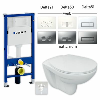   Tiefspül Wand WC  WC-Sitz   GEBERIT Vorwandelement Duofix Basic   Betätigung  
