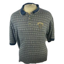 Antigua Mens Blue Plaid Notre Dame Short Sleeve Polo Shirt
