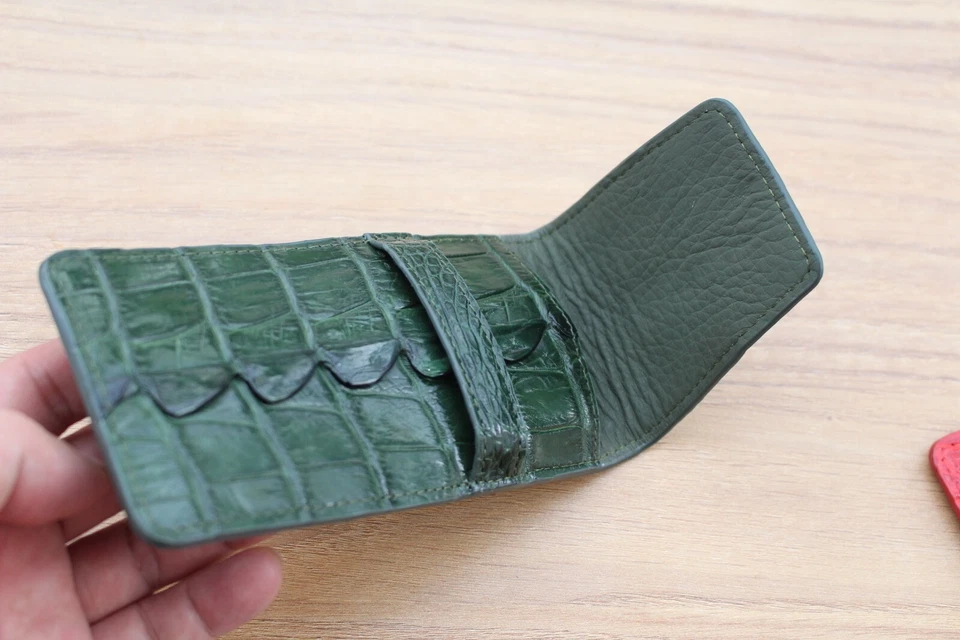 Bolsa de reloj verde bolsa de cuero genuino CROC estuche de almacenamiento de viaje Foto 4 de 4