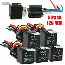 5Pcs 12VDC 40A Car Relay Switch 5Pin SPDT Harness Socket Waterproof Automotive