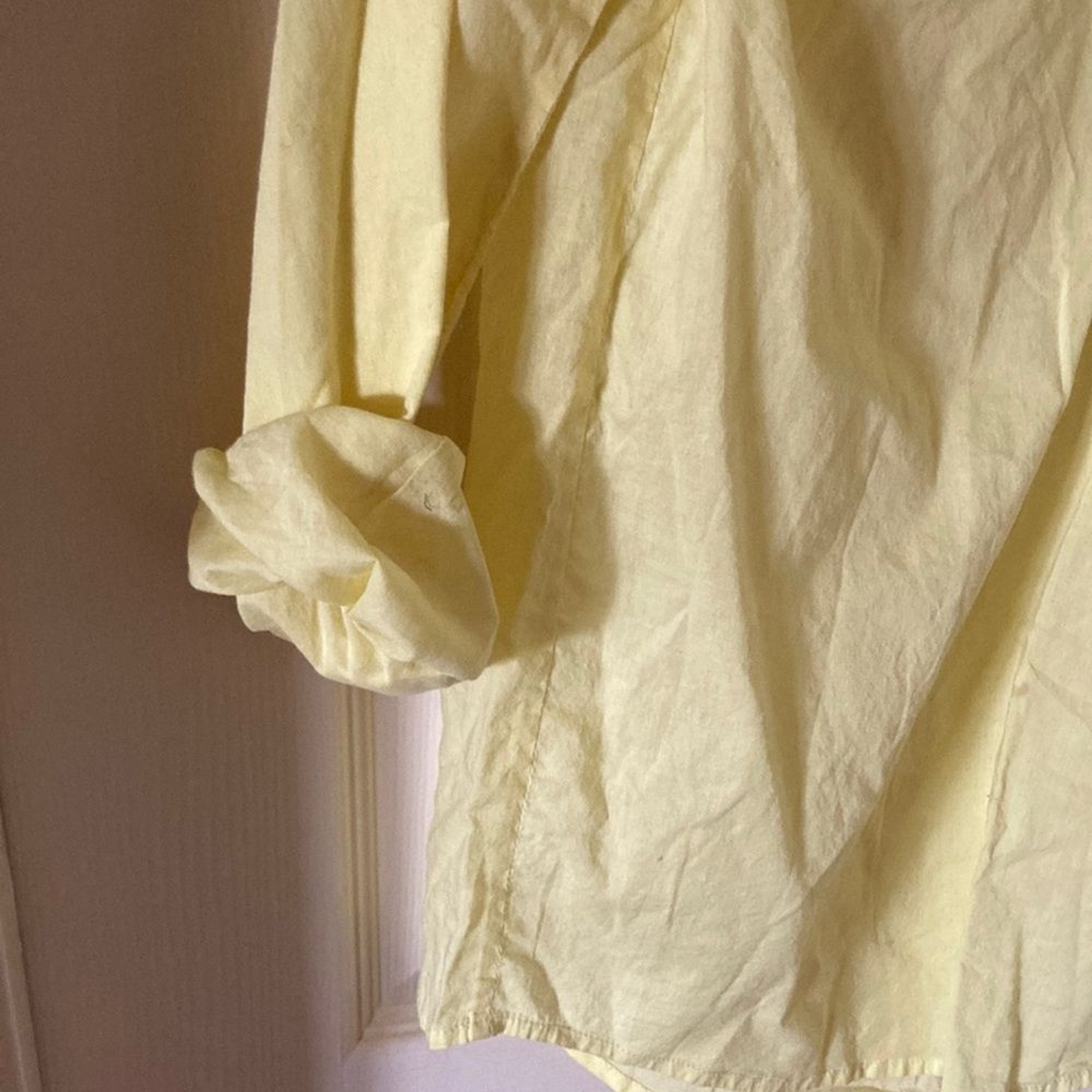 GAP Yellow Half Button Down Shirt Small Oxford Po… - image 5
