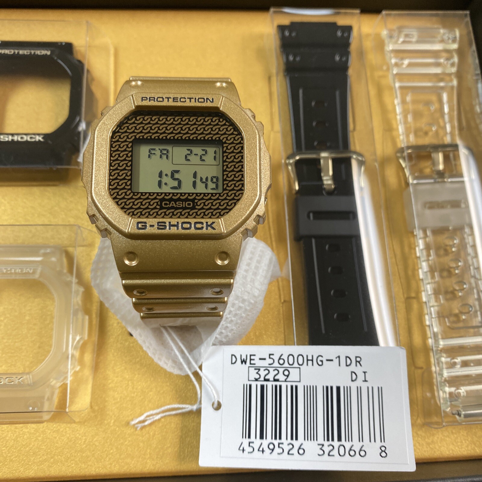 Casio G-Shock DWE-5600HG-1D Gold Chain Design Interchangeable Bezel & Band Watch