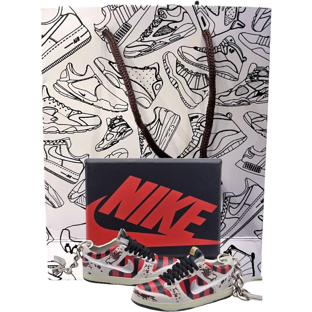 Dunk SB Low Freddy Krueger - 3D Mini Sneaker Keychain Shoe Pair