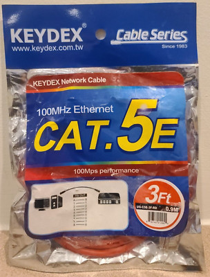 KEYDEX Network Cable  100MHz Ethernet Cat. 5e 3ft. Orange