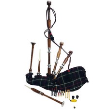 Great Highland Bagpipe Silver Mounts Natural Polished Rosewood Mackenzie Tartan