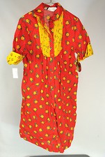 NOS Vintage 70s 80s Polka Dot Flower Sun Dress Easter Ruffle Summer Mid Century