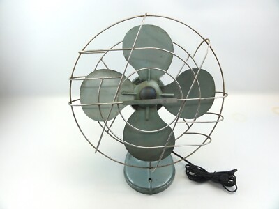 Hunter Oscillating Fan Antique 1900-1940 Metal Green Desk Wall #A