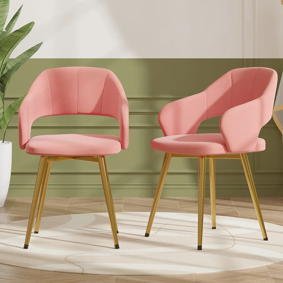 Juego de 2 Sillas de Comedor Tapizadas Comedor con Respaldo Acolchado Cocina Dormitorio Foto 3 de 4