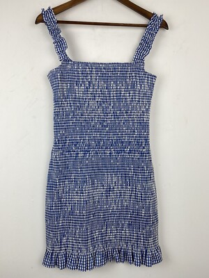 gianni bini blue and white dress Gianni Bini size Large Women’s Blue White Gingham Smocked Dress NWT