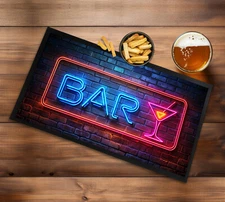 Cocktail Bar Runner Mat - Neon effect Home bar man cave gift for NB1