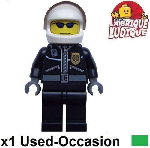 LEGO Figürchen Minifig City Polizei Polizist Motorrad Biker Pilot Schwarz Helm