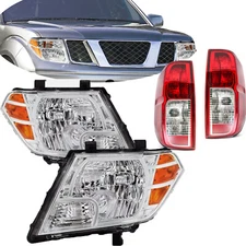 4Pcs Fits 2005 2006 2007 2008 Nissan Frontier White Headlights + Red Tail Lamps