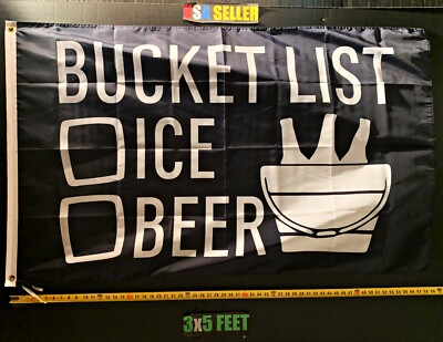 Beer Flag FREE FIRST CLASS SHIP Bucket List B Drinking Party Beer USA Sign 3x5'