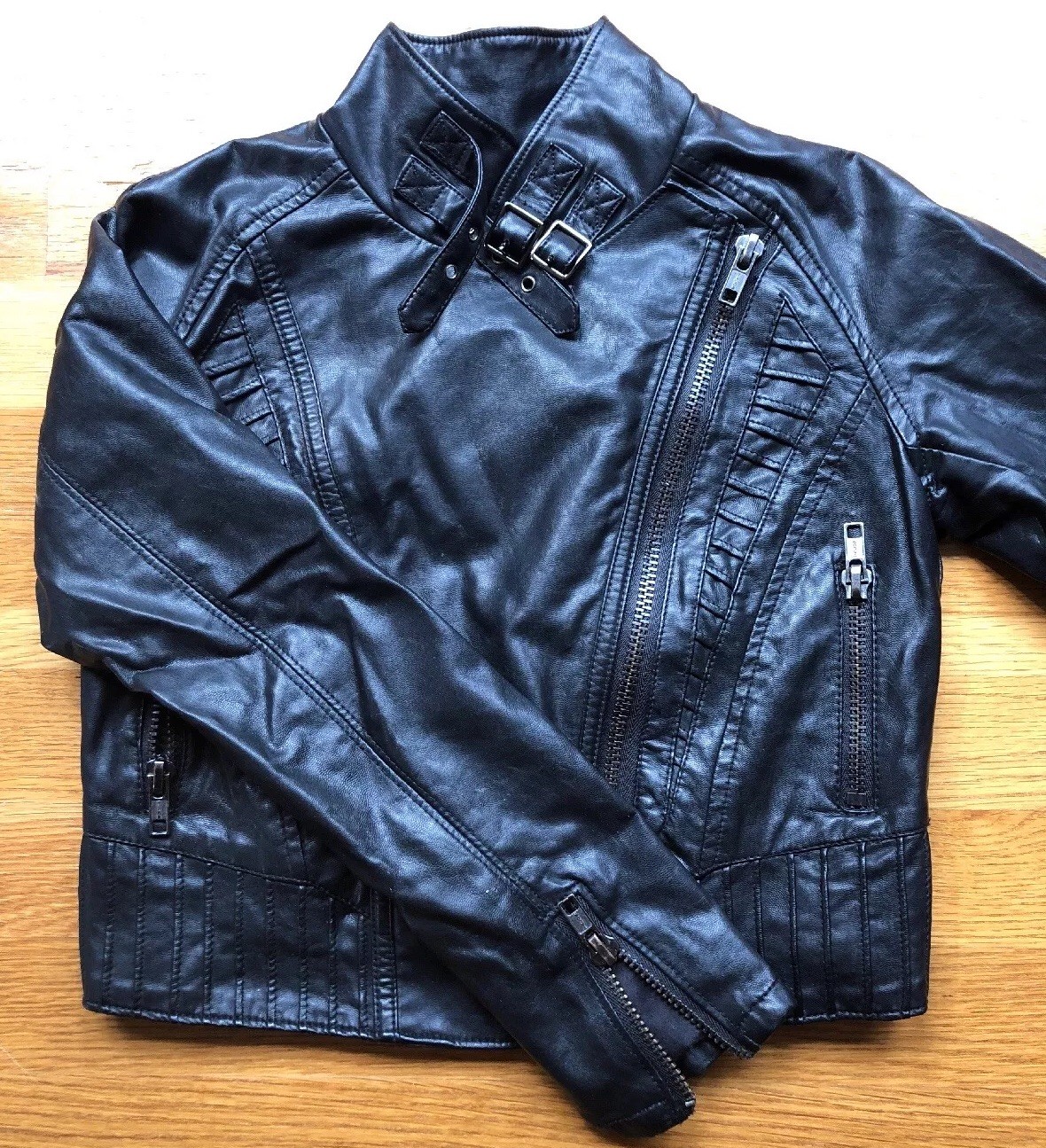Blank NYC Girls Faux Leather Moto Jacket Size M image 3