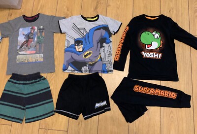 Jungen Pyjama Schlafanzug, Super Mario Yoshi, Batman, Monkey Designs, großes Konvolut. 6-7 Jahre